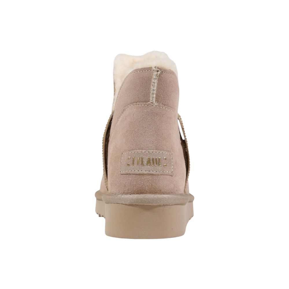 Beigefarbene Stiefeletten aus Leder