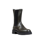 Gray Leather Ankle Boots