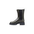 Gray Leather Ankle Boots