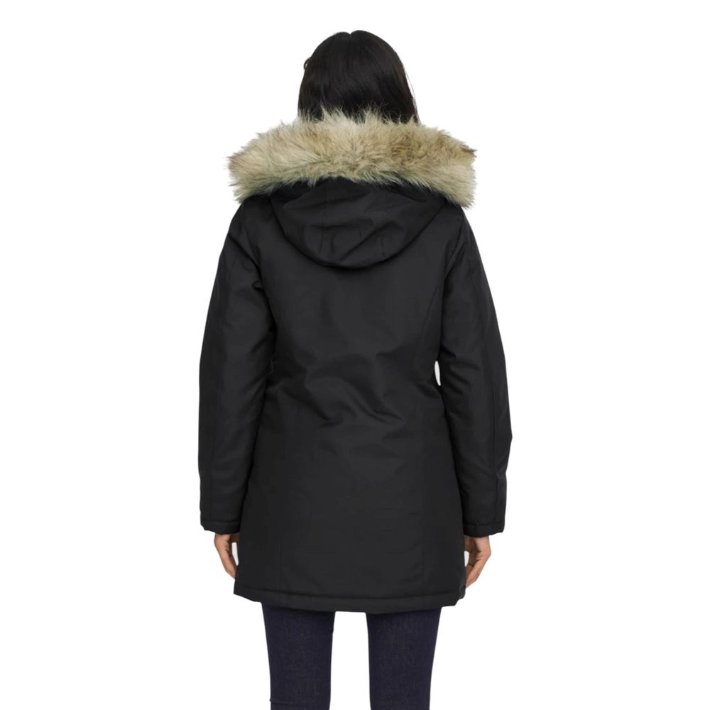 Schwarzer Polyester-Parka
