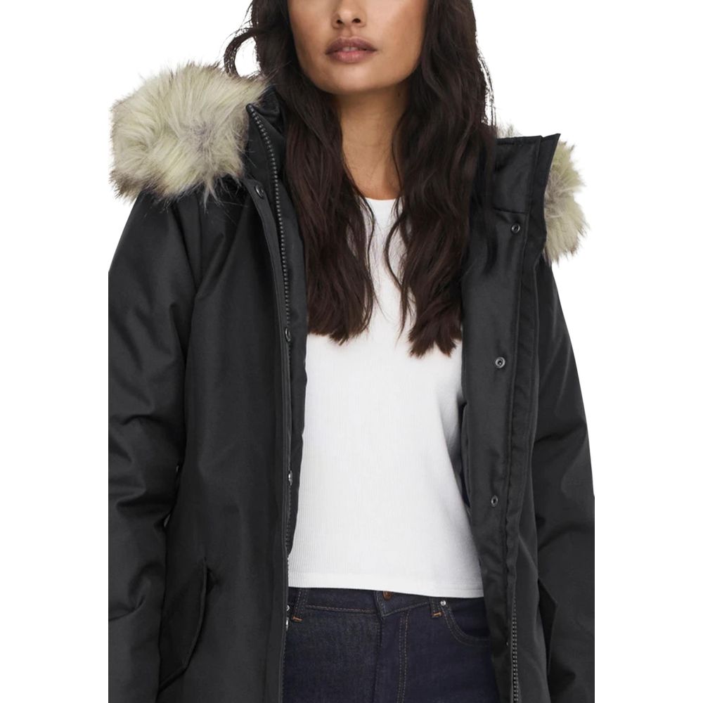 Schwarzer Polyester-Parka
