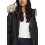 Schwarzer Polyester-Parka
