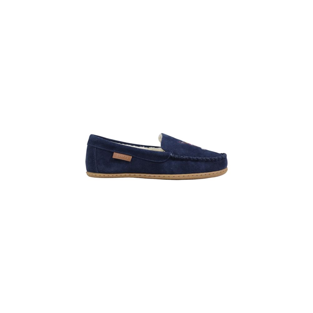 Slipper aus blauem Wildleder