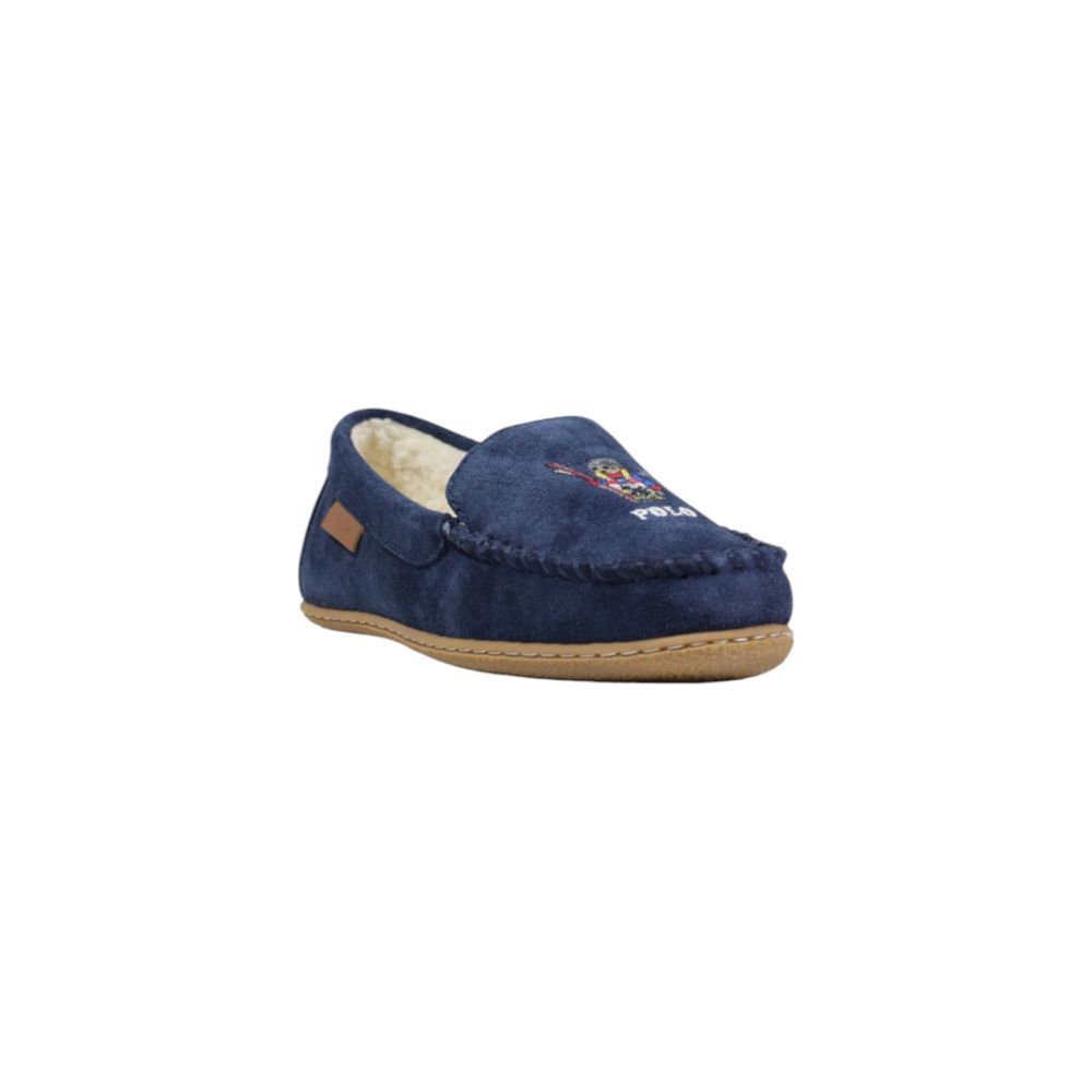 Slipper aus blauem Wildleder