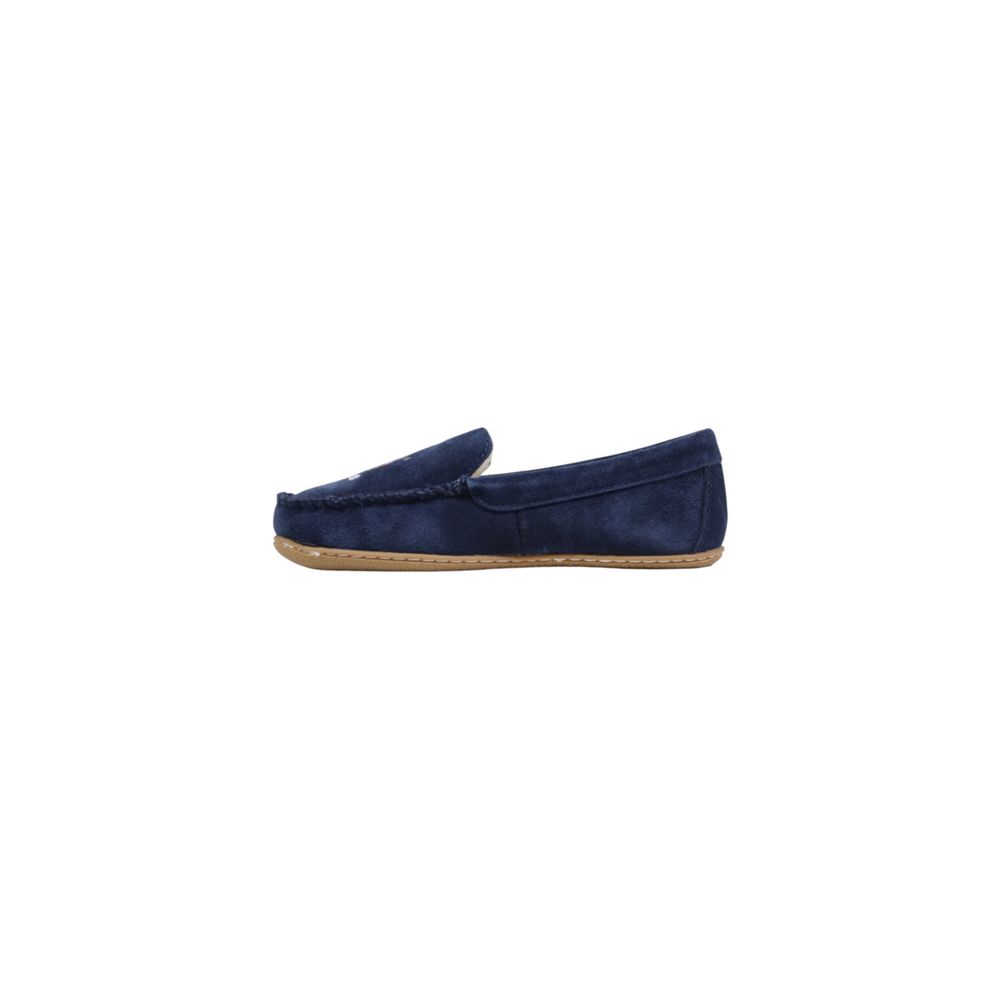 Slipper aus blauem Wildleder