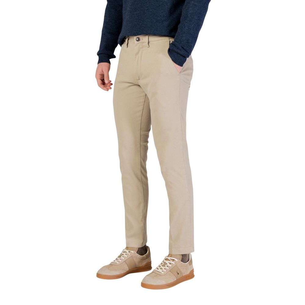 Beigefarbene Baumwoll-Skinny-Hose
