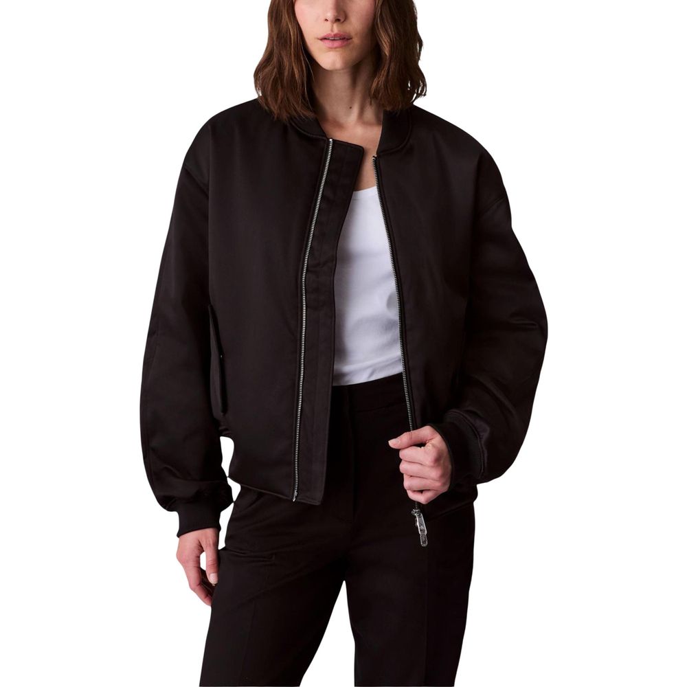 Bomberjacke aus recyceltem schwarzem Polyester