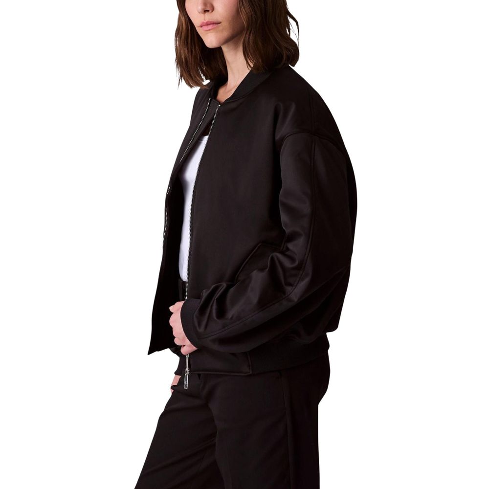 Bomberjacke aus recyceltem schwarzem Polyester