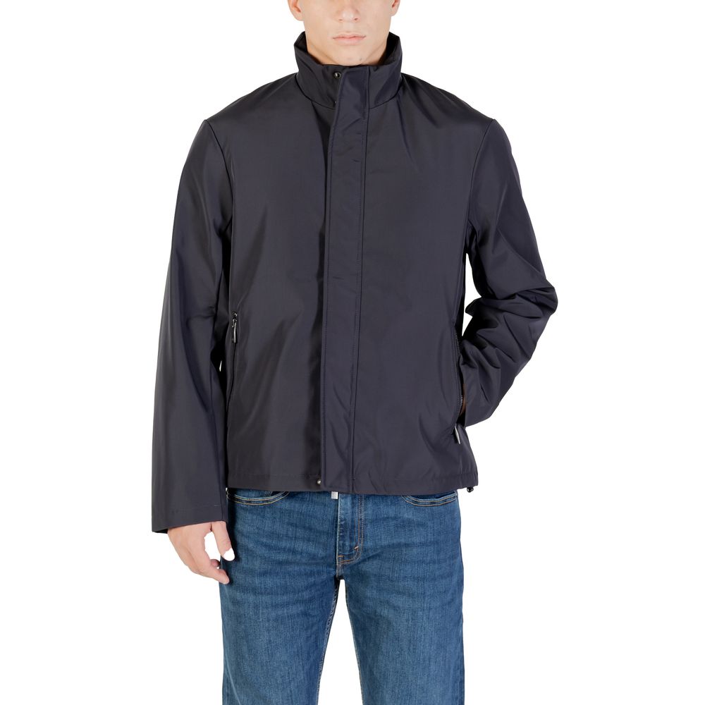 Giacca intera in poliestere blu