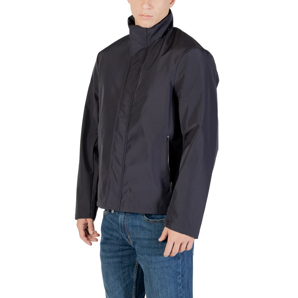 Giacca intera in poliestere blu