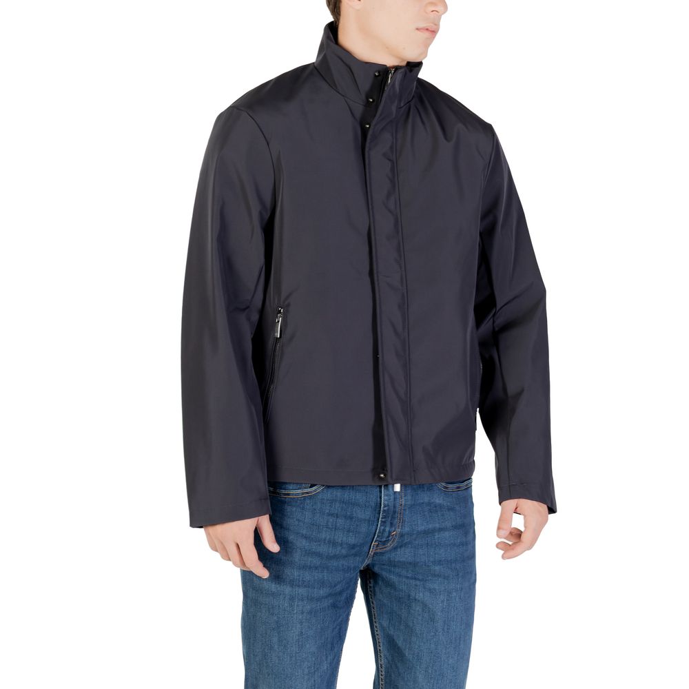 Giacca intera in poliestere blu
