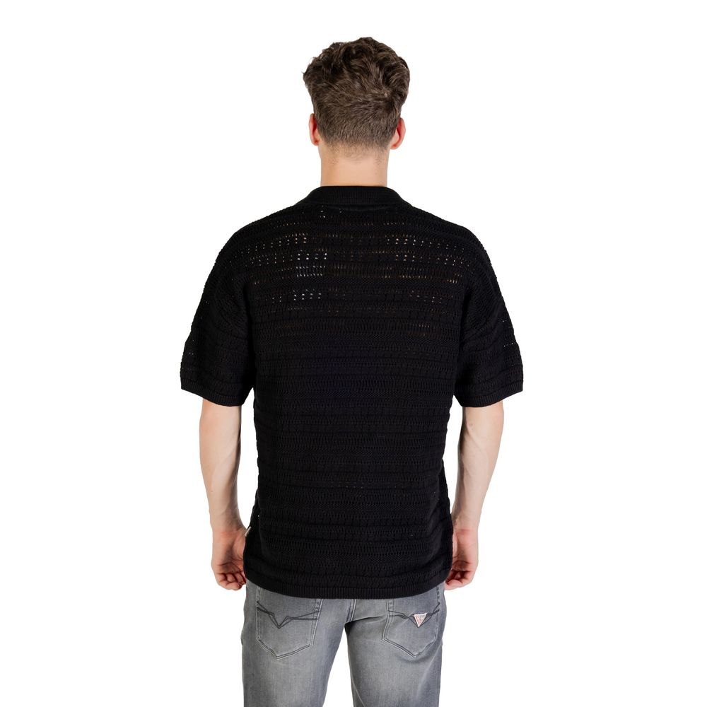 Polo shirt in black cotton