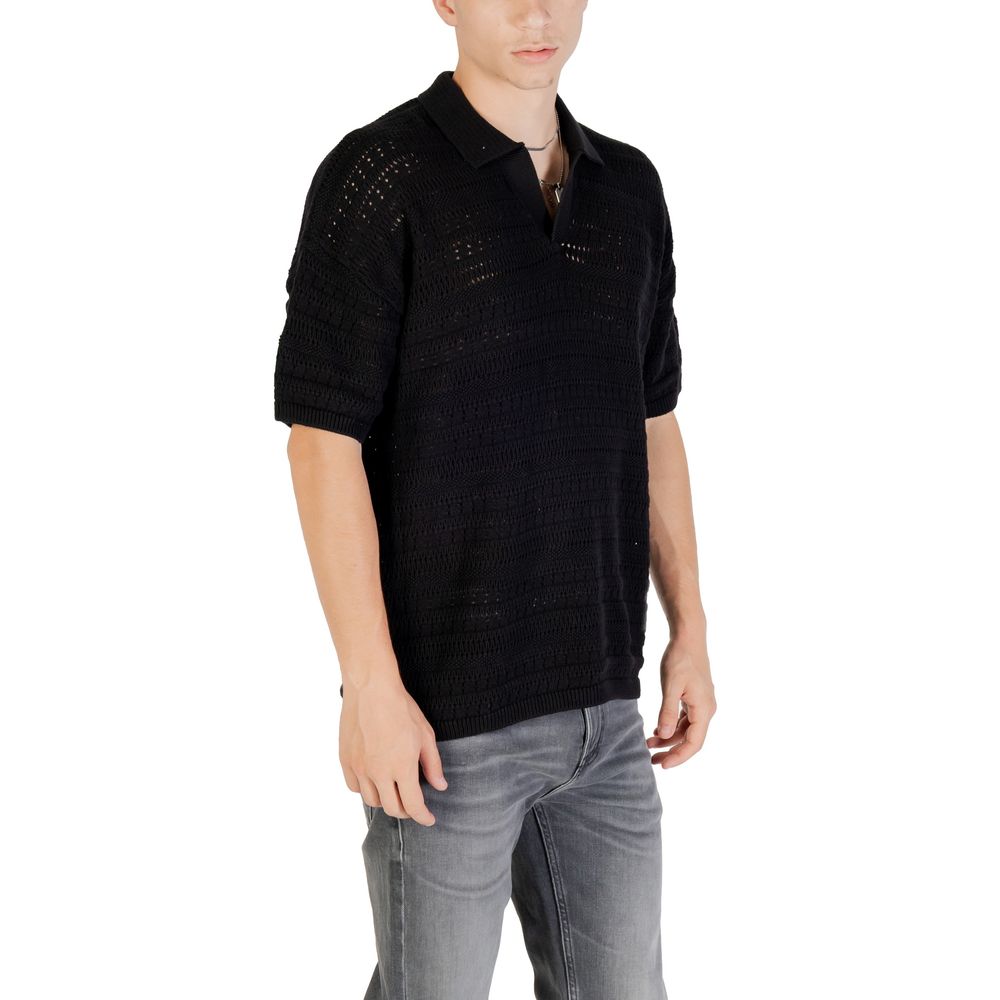 Polo shirt in black cotton