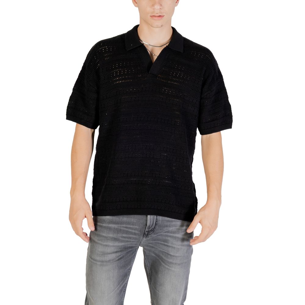 Polo shirt in black cotton