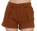 Braune High-Waist Mini-Shorts aus Baumwolldenim