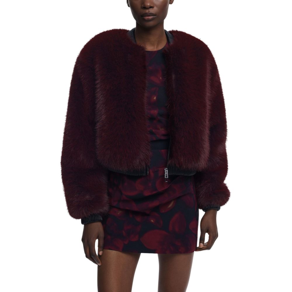 Bordeauxfarbene Polyesterjacke