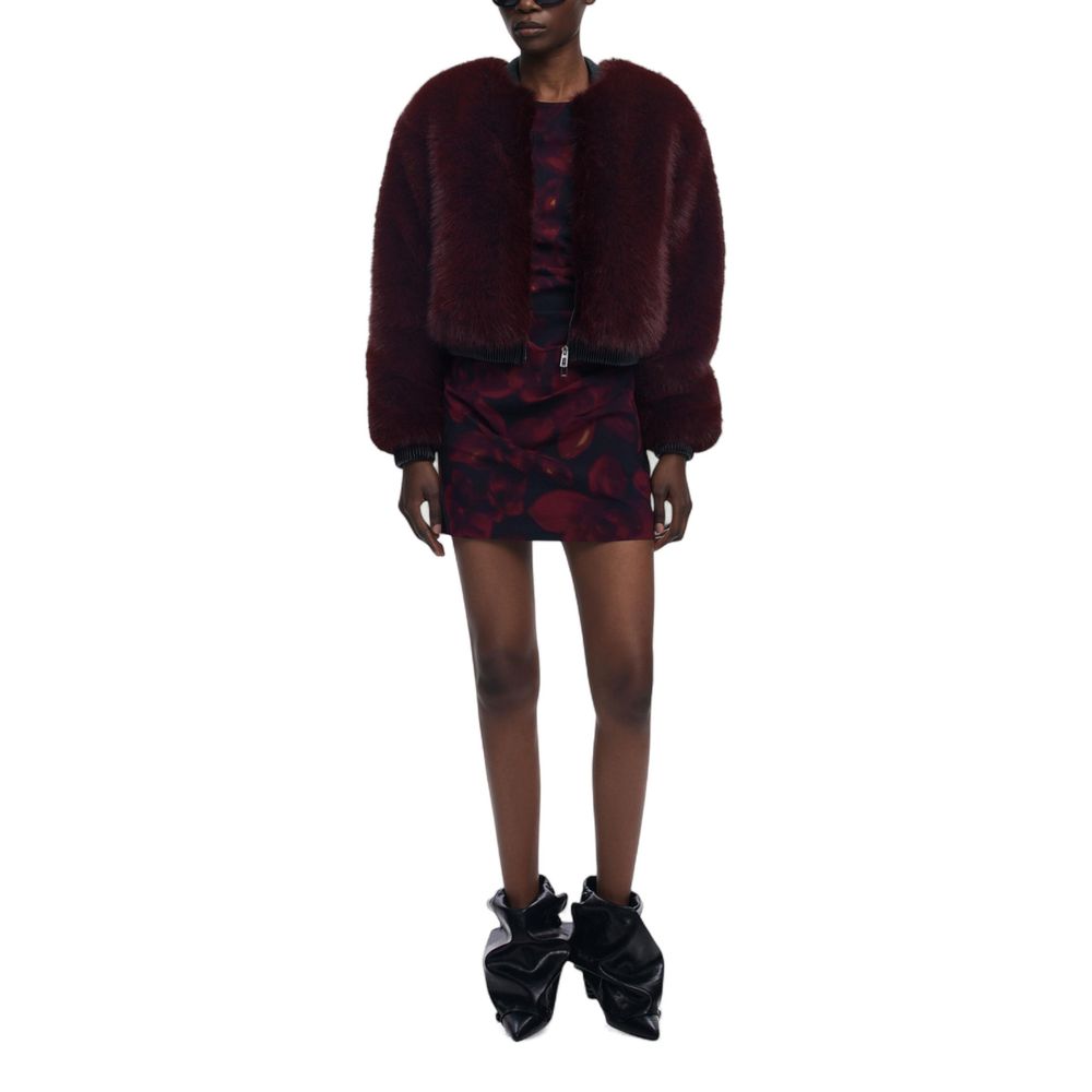 Bordeauxfarbene Polyesterjacke