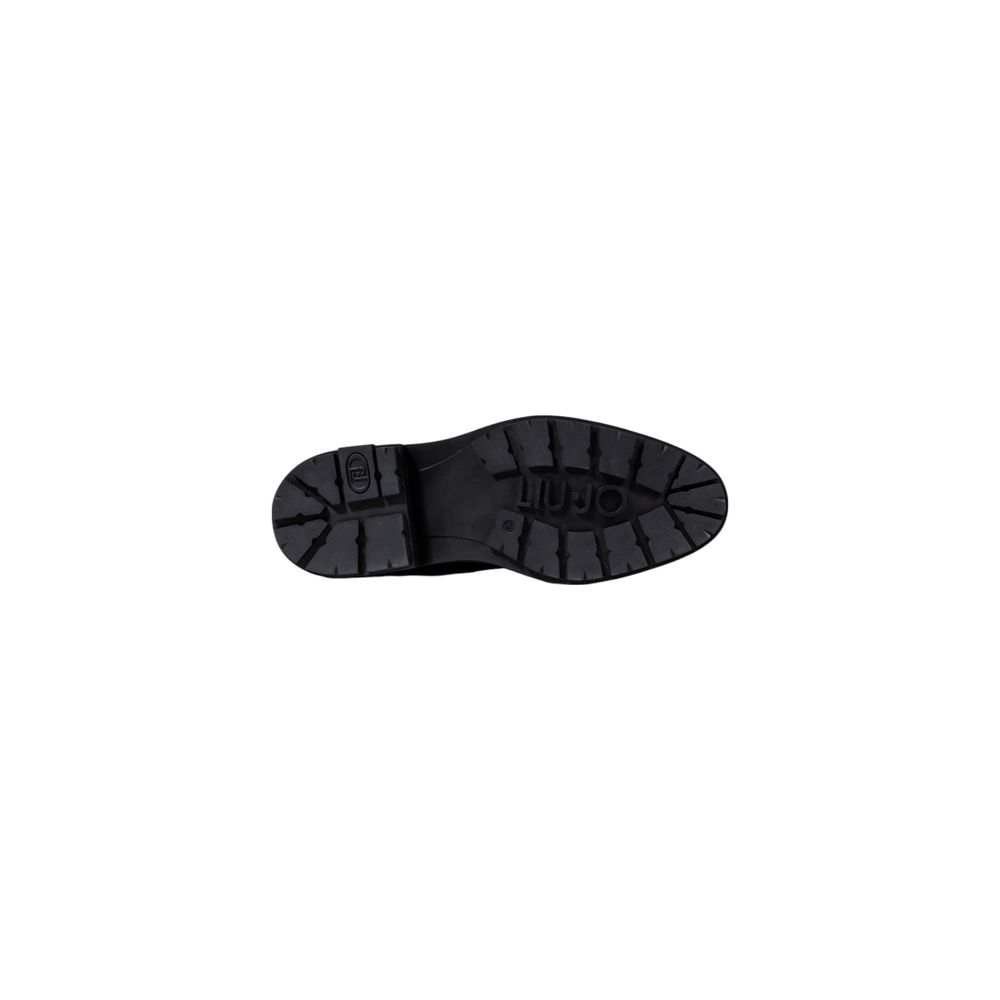 Schwarze Kunstleder-Schnürstiefeletten