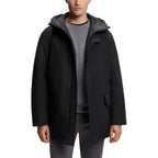 Schwarze Polyester-Jacke in voller Länge