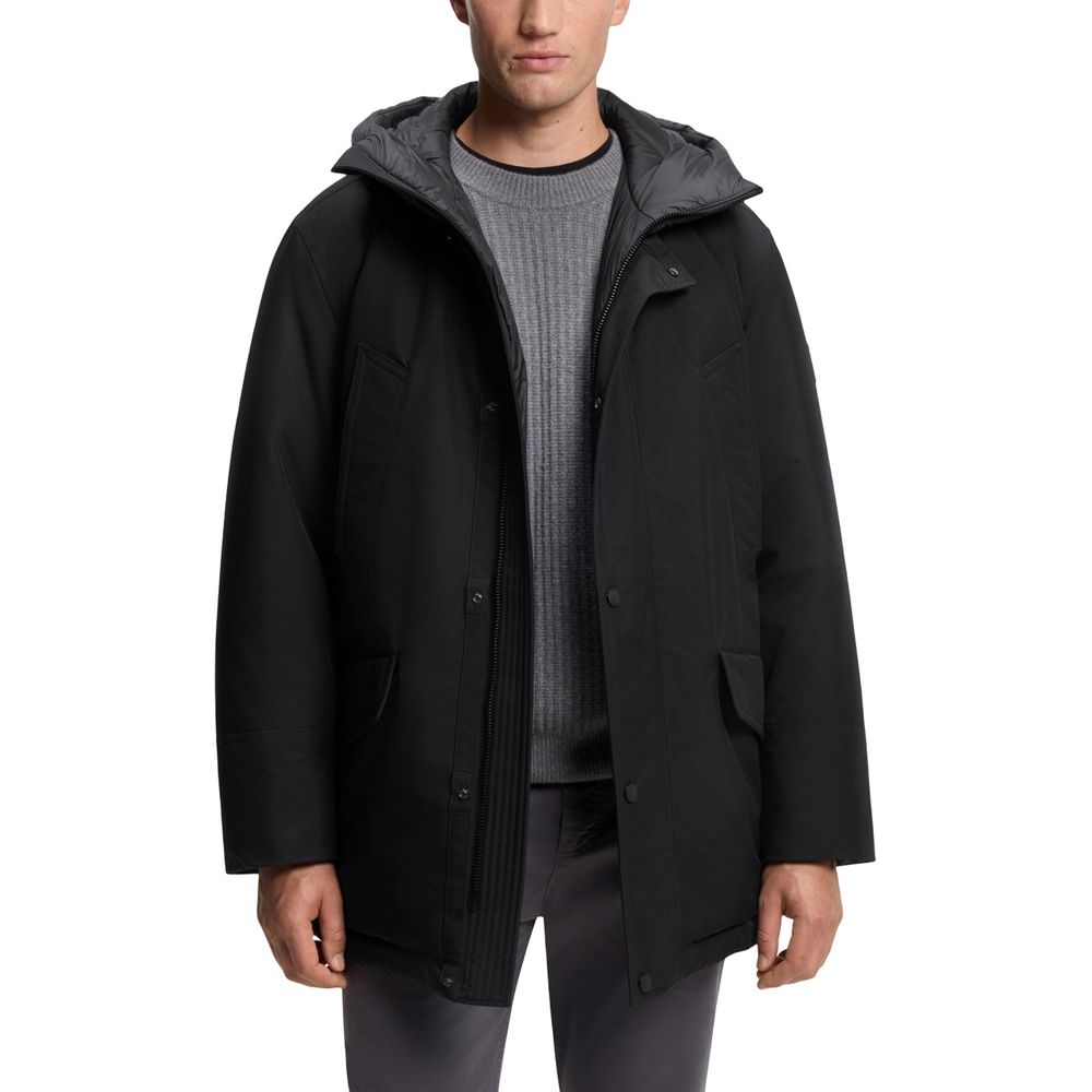 Schwarze Polyester-Jacke in voller Länge