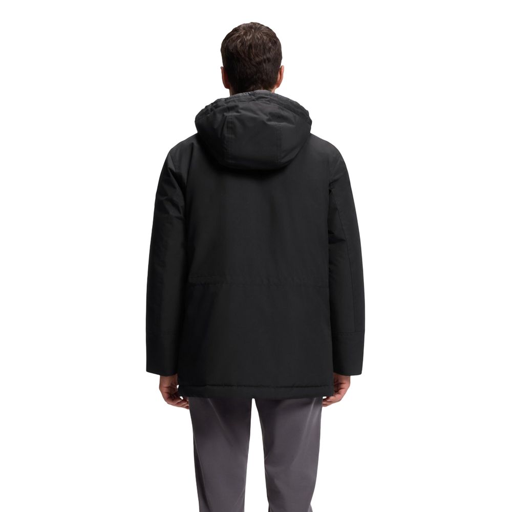 Schwarze Polyester-Jacke in voller Länge