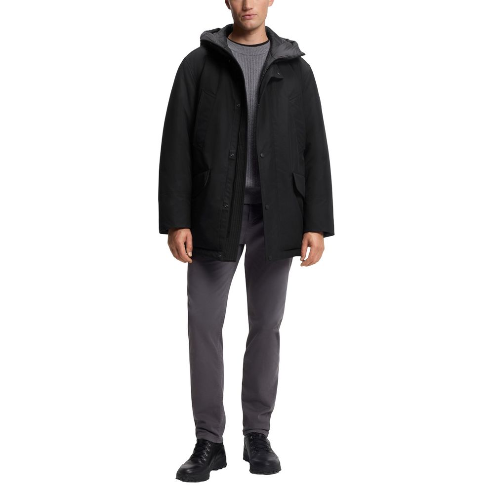 Schwarze Polyester-Jacke in voller Länge