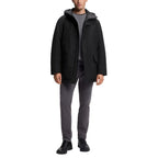 Schwarze Polyester-Jacke in voller Länge