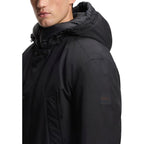 Schwarze Polyester-Jacke in voller Länge