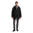 Schwarze Polyester-Jacke in voller Länge