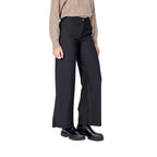 Black Polyester Flared Pants