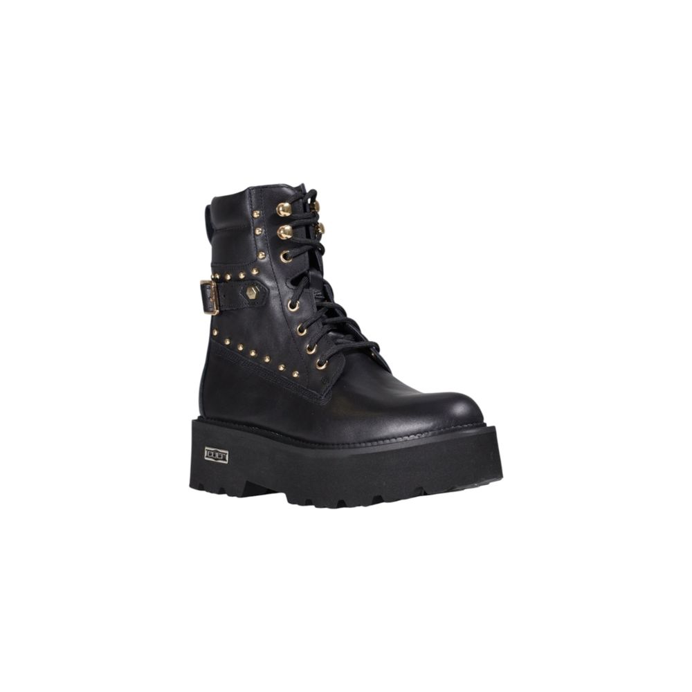 Black Leather Lace-Up Boots