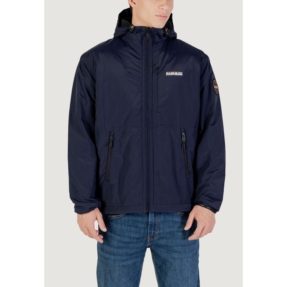 Blaue Polyamid-Shelljacke
