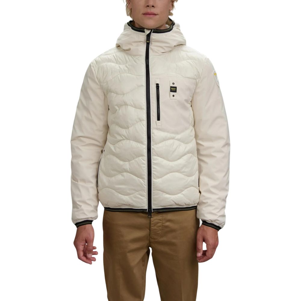 Weiße Polyamid-Shell-Jacke