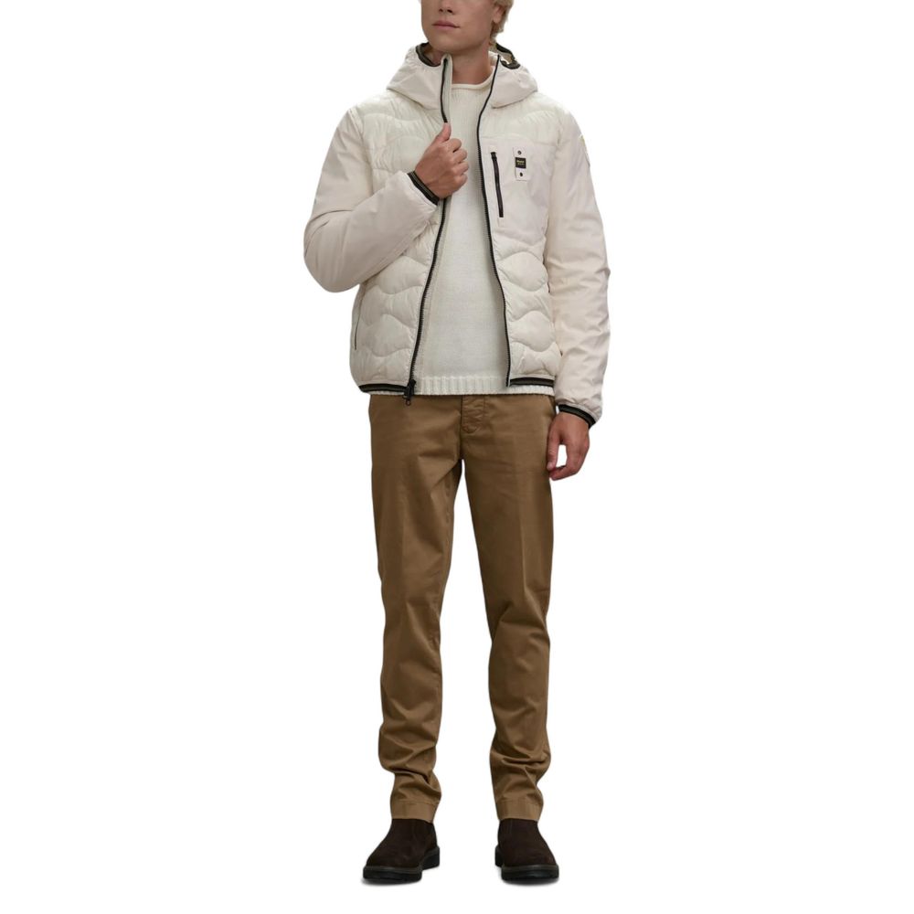 Weiße Polyamid-Shell-Jacke