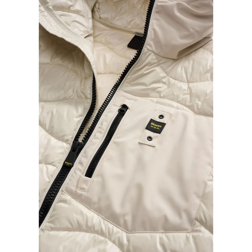 Weiße Polyamid-Shell-Jacke
