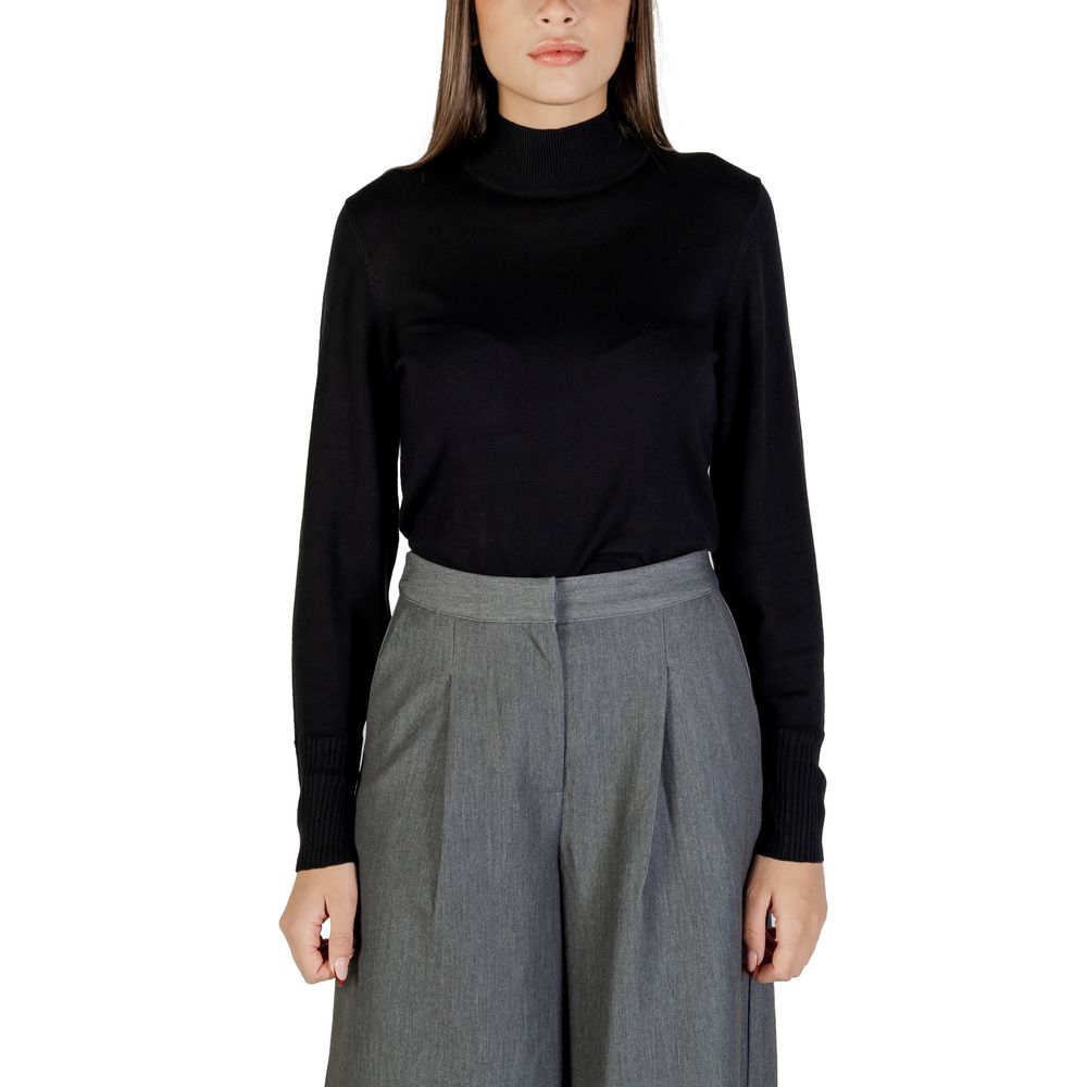 Schwarzer Rollkragenpullover aus Viskose