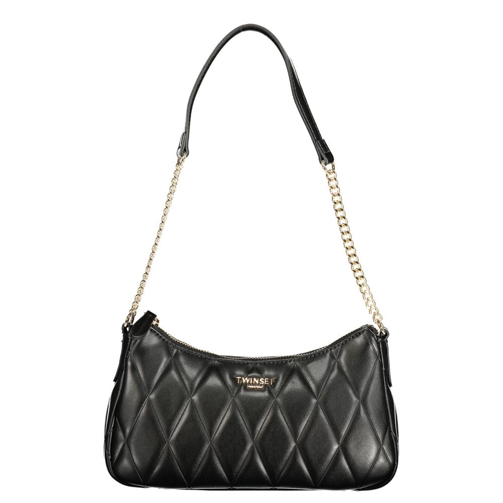 Black Polyurethane Women's Shoulder Bag