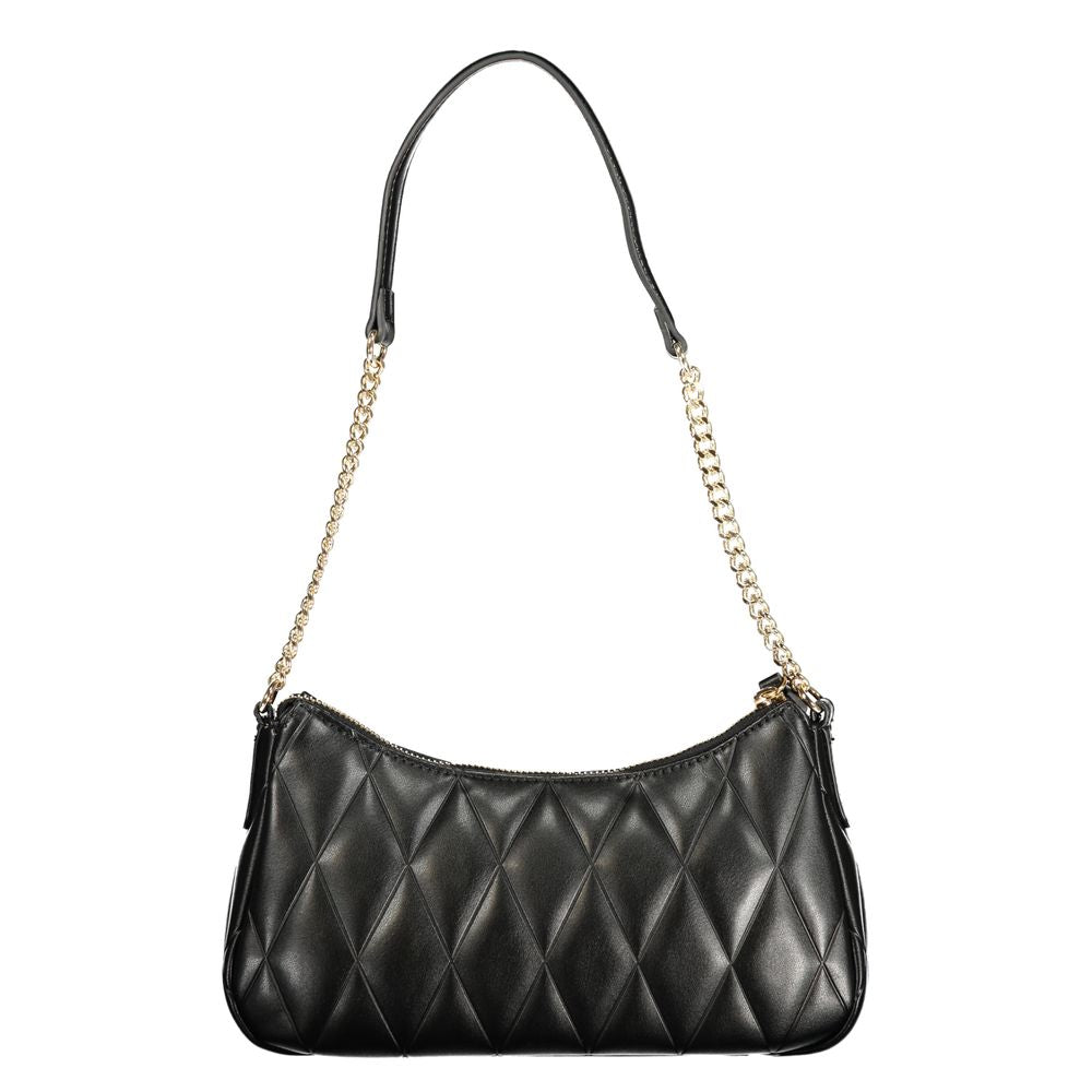 Black Polyurethane Women's Shoulder Bag