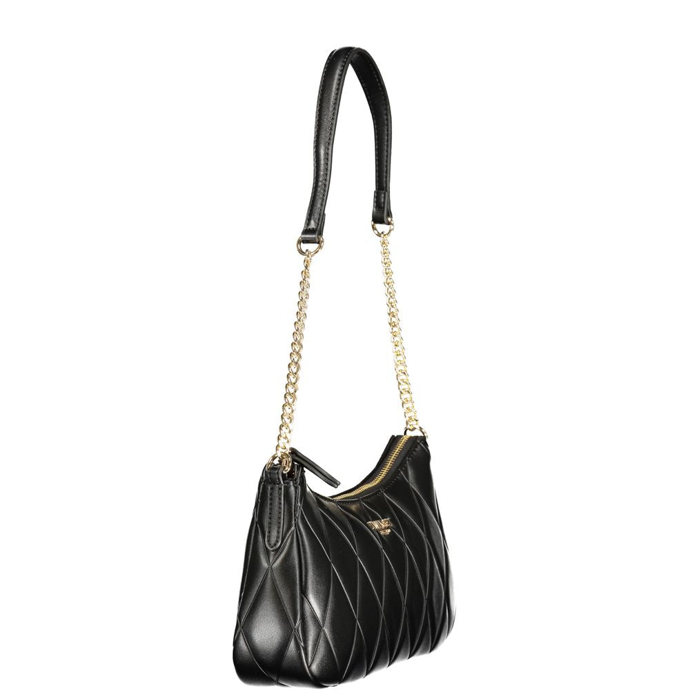 Black Polyurethane Women's Shoulder Bag