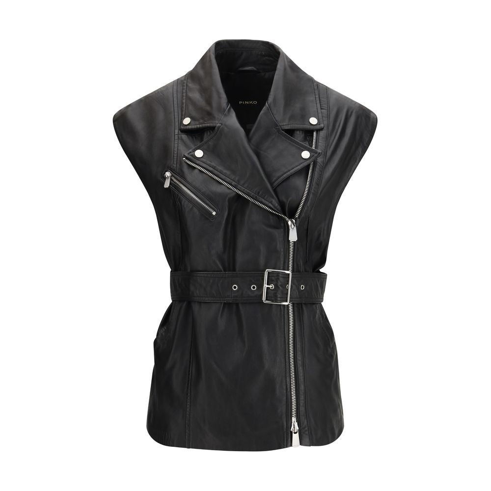 Black Goatskin Sleeveless Jacket