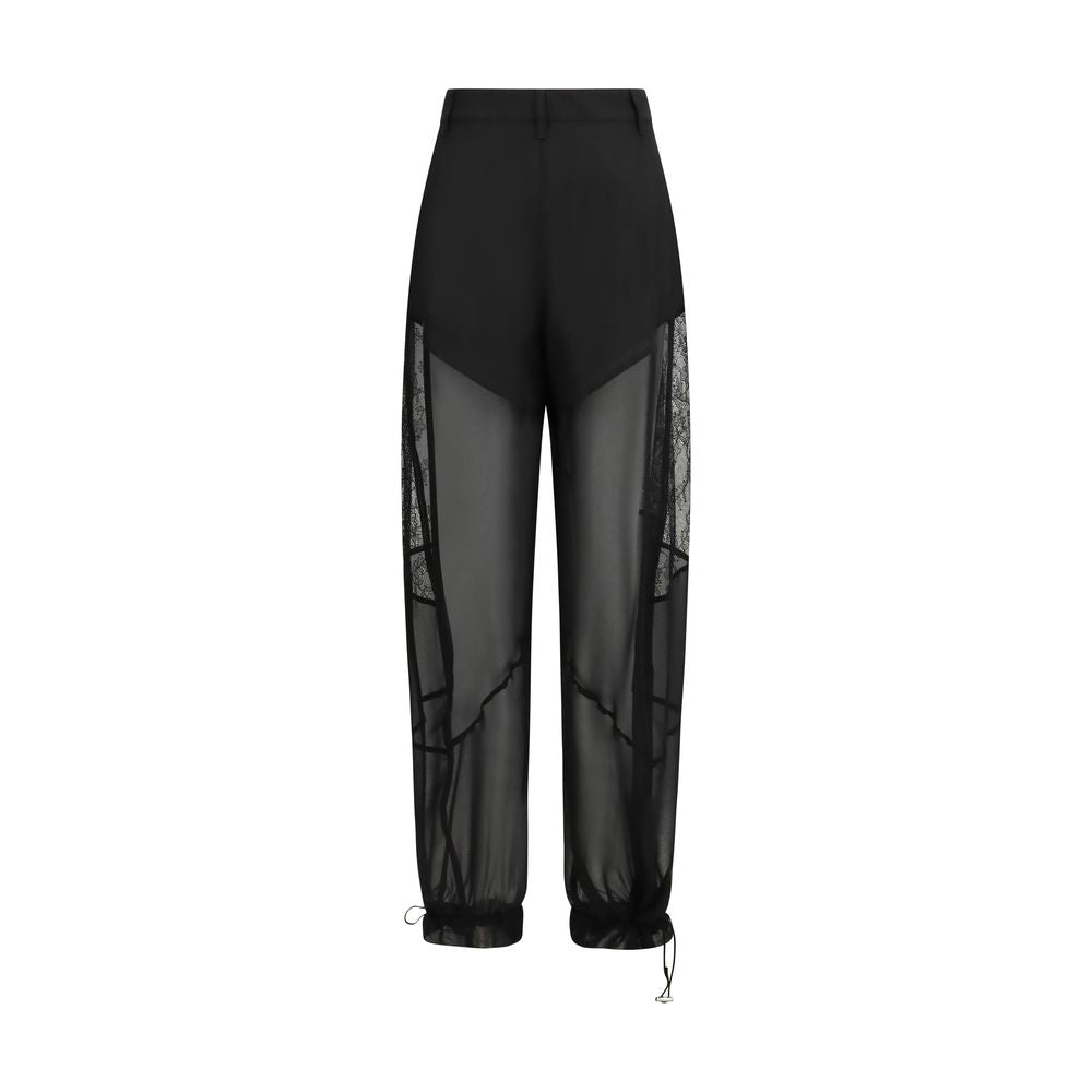 Black Polyester Casual Pants