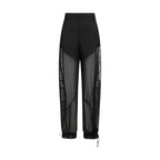 Black Polyester Casual Pants