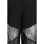 Black Polyester Casual Pants