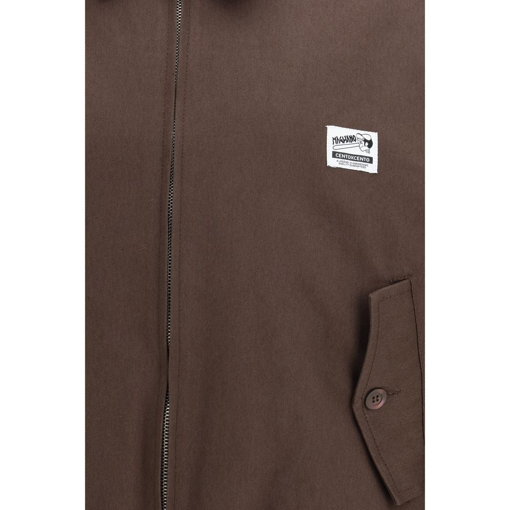 Braune Baumwoll-Bomberjacke