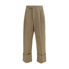Beige Cotton Casual Pants