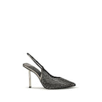 Black Nylon High Heel Pumps