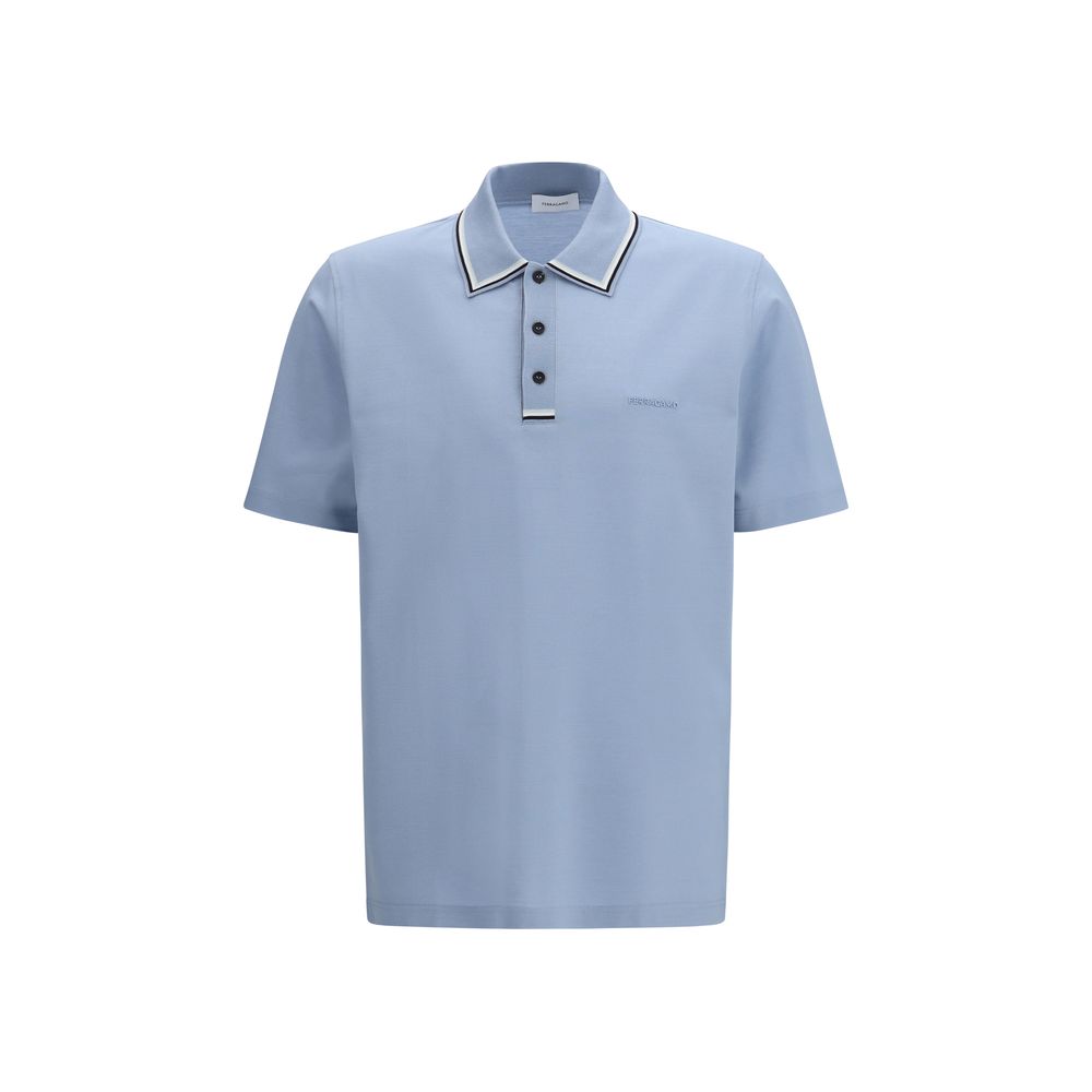 Blaues Baumwoll-Polohemd
