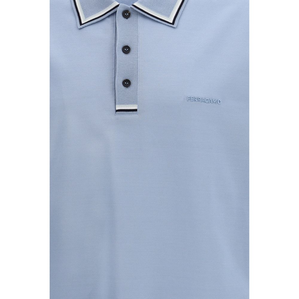 Blaues Baumwoll-Polohemd