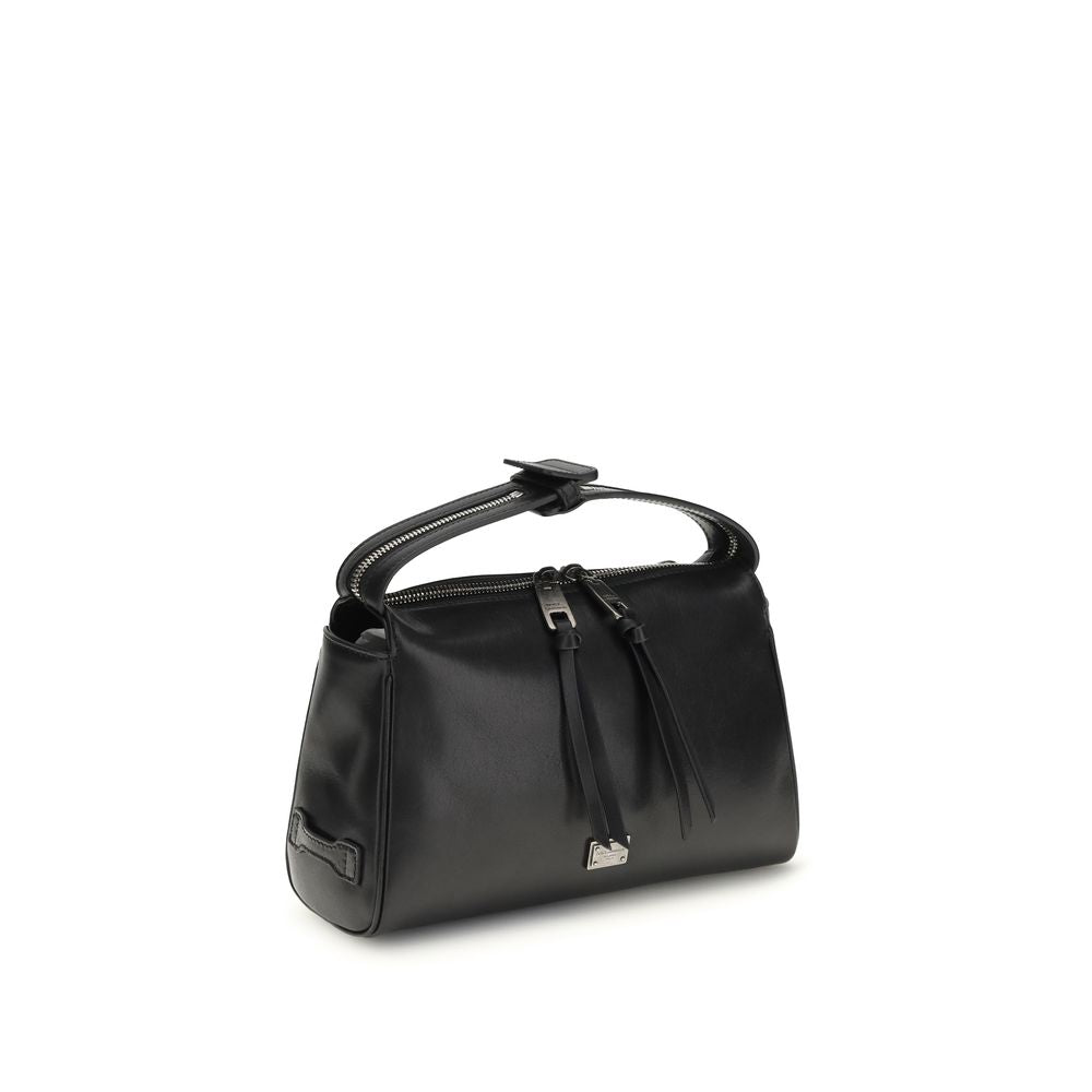 Handtasche aus schwarzem Kalbsleder (Bos Taurus)
