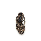 Braune Stoff-Sandalen mit Stilettoabsatz